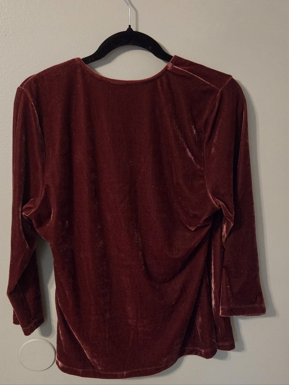 Soft Surroundings Womens Burgundy Velvet Wrap Alyssa Knit Top. Sz L - Picture 3 of 6